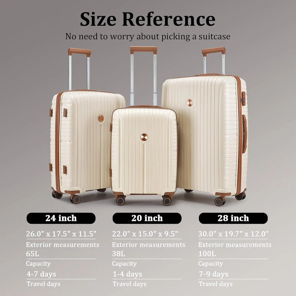 PP Hard Shell Lightweight Durable Luggage Sets,