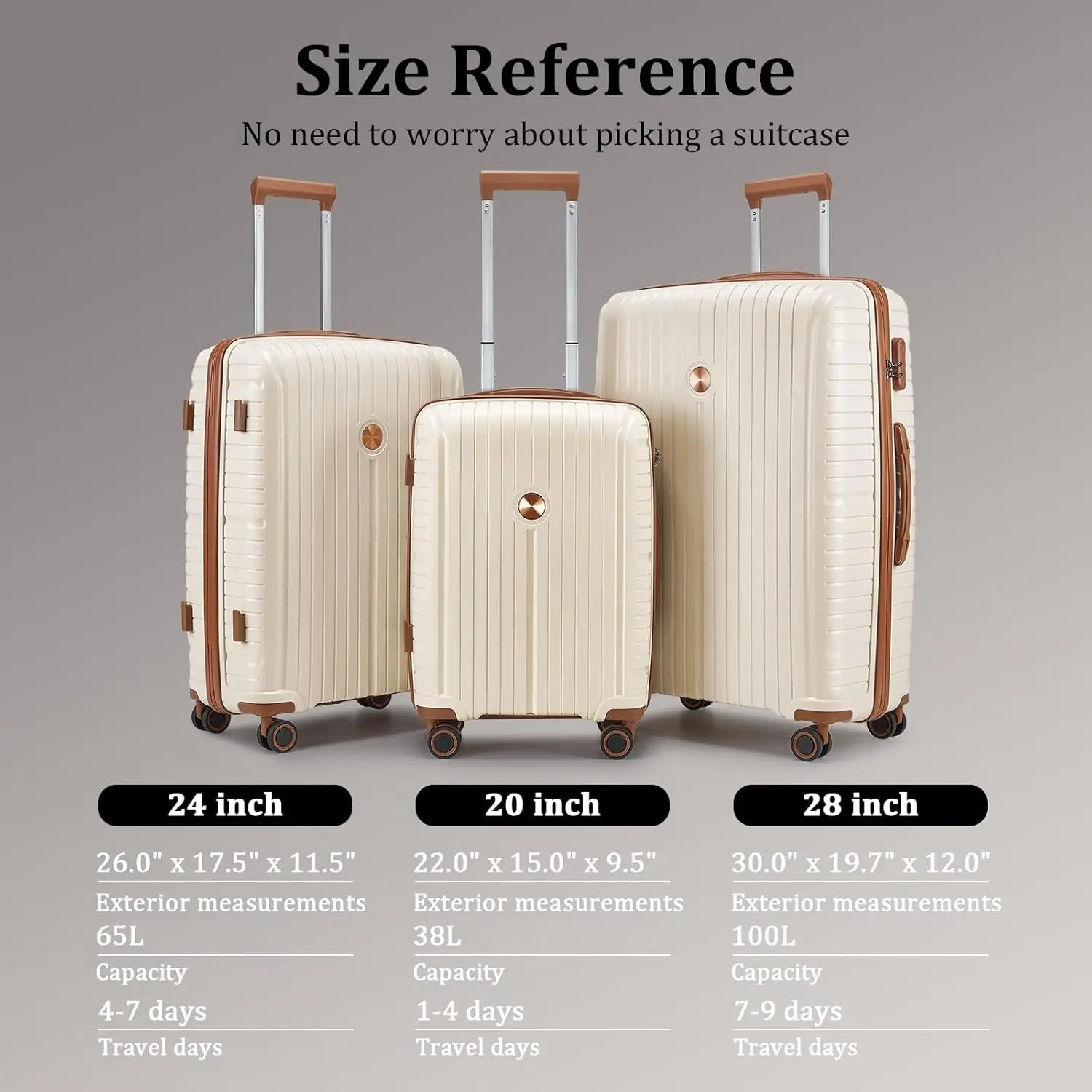 PP Hard Shell Lightweight Durable Luggage Sets,